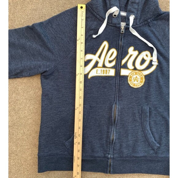 Aeropostale Hoodie Womens L Aero Script Crest Spell-Out Brushed Fleece Full-Zip - Picture 5 of 10